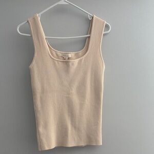 Elegant Beige Ribbed Tank Top